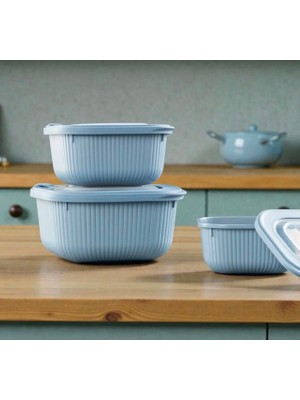 Petitbee Home 3 Parça Kare Microline Saklama Kabı Set ( 600-1100-1800 ml )