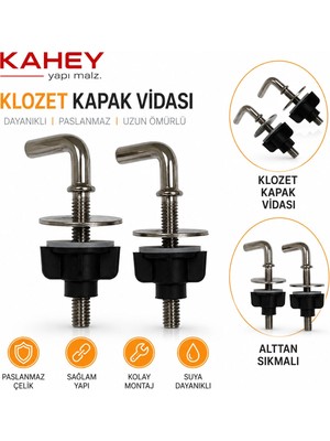 Kahey Metal Krom Klozet Kapak Montaj Vidası Aparatı - Kolay ve Sağlam Klozet Montajı Alttan Sıkmalı