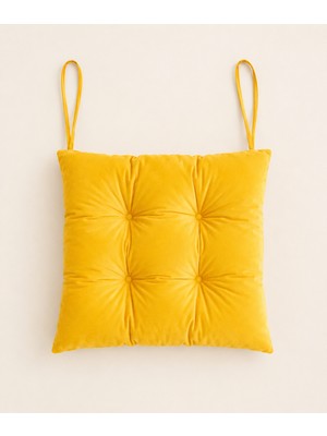 Yuvina 6'lı Sandalye Minderi 40X40 cm – Yumuşak Dolgulu, Yıkanabilir, Bağcıklı, Mutfak, Balkon, Bahçe ve Yemek Odası Için  Telasız - kırpıntı sünger