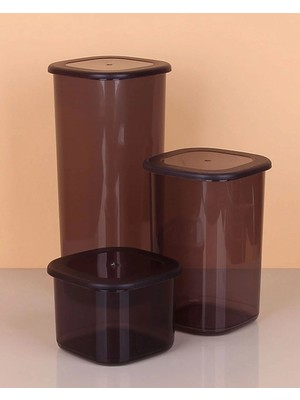 Mabelme Store 3lü Saklama Kabı - 1750-1200-550ML Koyu Şeffaf