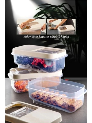Mabelme Store Sürgülü Kapaklı 7.5 Lt Erzak Bakliyat Un Şeker Saklama Kabı