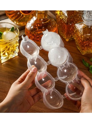 Mabelme Store 4 Bölmeli  Küre Buz Topu Kalıbı -  Yuvarlak Buz Topu