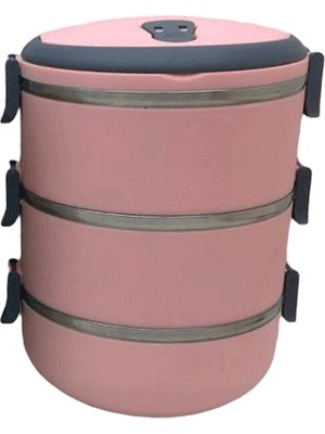 Mabelme Store Yemek Termosu Açık Pembe 3lü Sefer Tası Saklama Kabı 1.8lt