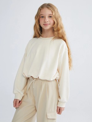 Lc Waikiki Yeni Sezon Bisiklet Yaka Basic Kız Çocuk Sweatshirt