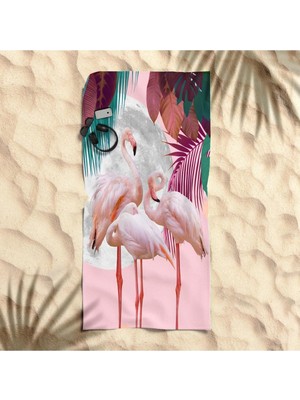 Zemira Gi̇ft Duvet Cover Flamingo Baskılı Plaj Havlusu Çok Renkli Tek Ebat
