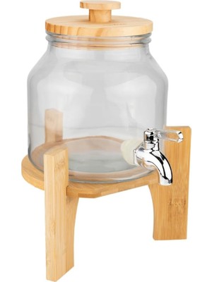 Zemira Bambum Fuente Ahşap Kapak Bambu Standlı Cam Sebil 1.5l
