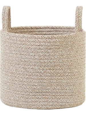 Zemira Textile Bej Kırçıllı Jüt Halat Sepet 26 x 22 cm
