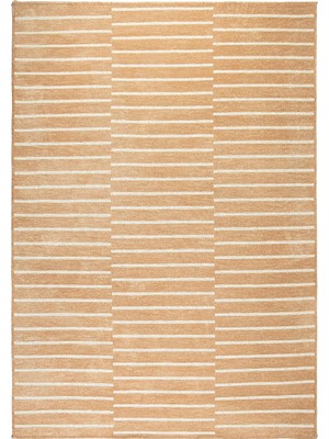 Zemira Textile Bej Renk Çizgi Desenli Şönil Halı Kilim 160 x 230 cm