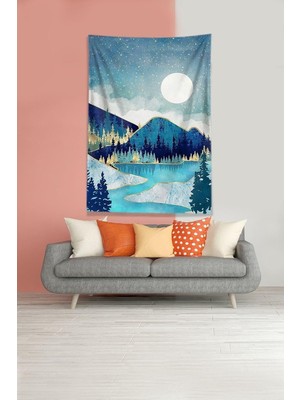 Zemira Pelangi Ay Tutulması Tutmaz Kadife Kumaş Duvar Örtüsü Duvar Halısı Tapestry WLL324, 35 x