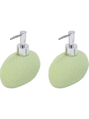 Zemira Banyo Seti̇ Sivi Sabunluk 2 Adet Yeşi̇l Petek Desenli̇ Poli̇resi̇n 14X8X14CM 400ML