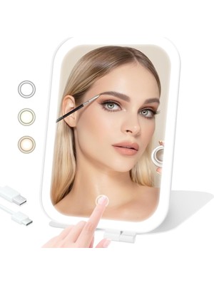 Zemira Seyahat Makyaj Aynası, 1100MAH Pille Çalışan Taşınabilir Ayna, 3 Ayarlanabilir Işık Ayarı, 72 LED I