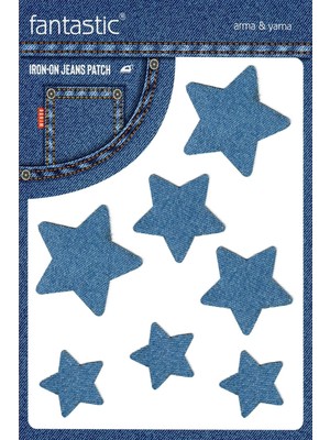 Zemira Ütü ile Yapışan Kot Arma Patch Kot Yaması, Jeans Onarım & Dekoratif Amaçlı Yıldız (Açık Mavi)