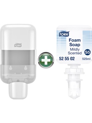 Tork Mini S5 Sabun ve Dezenfektan Dispenseri Beyaz 565200 + Köpük Sabun 525502 Hediyeli
