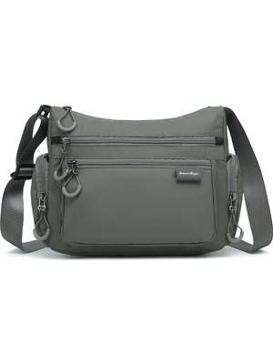 Smart Bags Koyu Gri Orta Boy Çok Cepli Su Geçirmez Ultra Hafif Kumaş Kadın Çapraz Çanta