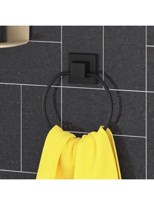 Zemira Tekno-Tel Delme Vi̇da Matkap Yok! Easyfix Yapiskanli Yuvarlak Havluluk Mat Si̇yah EF235