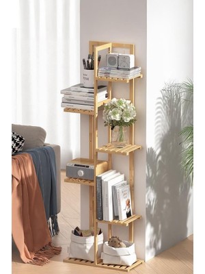 Zemira Digithome Bambu 6 Raflı Saksılık Çok Amaçlı Stand Çiçeklik Banyo Düzenleyici Havluluk DB-0025