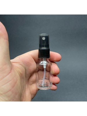 Zemira 15 ml Şeffaf Cam Şişe Siyah Spreyli, 15CC Şeffaf Spreyli Boş Şişe x 6 Adet