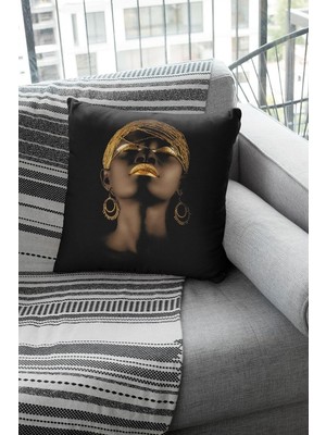 Zemira Viva 43X43CM Arap Kızı Kumaş Tay Tüyü Döşemelik Dekoratif Çift Taraf Kırlent Yastık Kı