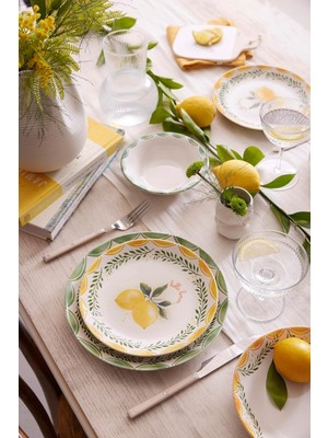 Zemira Kütahya Porselen Limoncello 24 Parça 6 Kişilik Yemek Takımı
