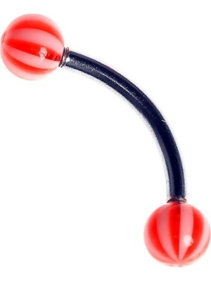 Zemira Rouge Moulin Curved Barbel 316 L Bioplast Piercing TDGR00858, Pembe-Beyaz
