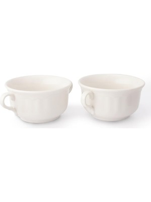 Zemira Gural Porselen Çorba Kasesi Çift Kulplu Çorbalık Porselen Çorba Kabı 13 cm 2 Adet