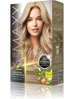 Zemira Maxx Deluxe Beauty Expert Hair Color (Kerati̇n)'li̇ 1 Kutu (2 x 50 Ml) (Elmas Sarısı 9.1)