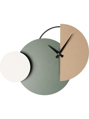 Zemira Muyika Mateen Metal 47-31CM Dekoratif Duvar Saati (Kahve-Yeşil-Krem) Mds-50 MYK2097-4