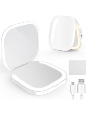 Zemira My Beauty Light Işıklı Büyütmeli Taşınabilir Kompakt Makyaj Aynası, Kısılabilir, 3 Renk Sıcaklığ