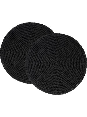Zemira Textile 2'li Siyah Renk Rafya Amerikan Servis Ø 36 cm