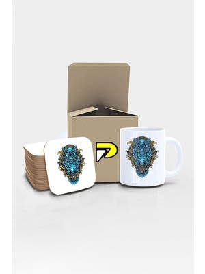 Zemira Postermanya Baykuş Tasarımlı Baskılı Kupa Bardak Seti, Eğlenceli Özel Hediye Mug