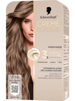 Zemira Schwarzkopf Creme Supreme Saç Boyası 7-16 Küllü Soğuk Kumral