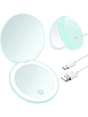 Zemira Büyüteç Kompakt Ayna - 1X/10X LED Edilebilir Seyahat Makyaj Aynası, El Çantası Için Taşınabili