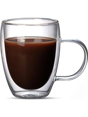 Zemira Çift Cidarlı Latte, Kahve, Meşrubat, Bitki Çayı Cam 300 ml Kupa Seti, 1 Adet - 12038