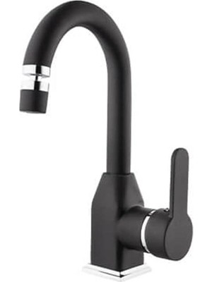 Zemira Kare Stil Mix Siyah Lavabo Bataryası Mat Siyah Lavabo Bataryası Aç Kapa