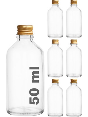 Zemira Afracam 50 cc Gold Metal Kapaklı Hediyelik Shot Şişesi 50 ml Kolonya Koku Süs Küçük Şeffaf Cam Şişe