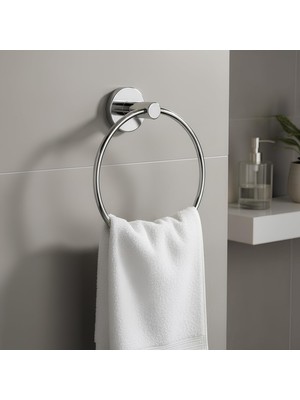 Zemira Vidalı Krom Kaplama Yuvarlak 16 cm Banyo Mutfak Lavabo Pratik Havluluk Askılığı