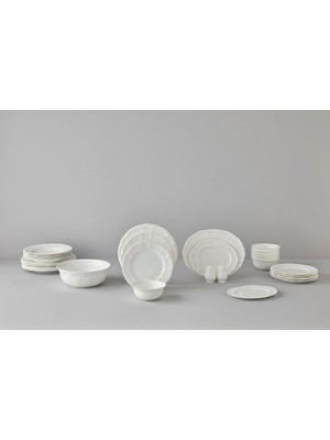 Zemira Leila 30 Parça Bone China Porselen Yemek Takımı – 6 Kişilik, Minimalist Tasarım