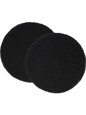 Zemira Textile 2'li Siyah Renk Rafya Amerikan Servis Ø 36 cm