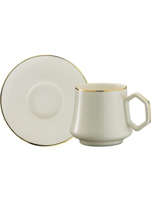 Zemira Sandro Moreno 1453 Line Gold Double Geometrik 12 Parça 6 Kişilik Kahve Fincan Takımı 120 ml