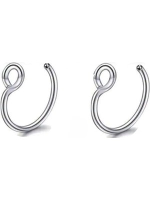 Zemira 2 Adet Paslanmaz Çelik Deliksiz Piercing Dudak Piercing Piercing, Gümüş