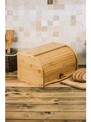 Zemira Deconox Bambu Lüks Panjur Kapaklı Büyük Ekmek Dolabı, Dolabı, Ekmek Sepeti Sandığı, Ekmeklik, Çok A
