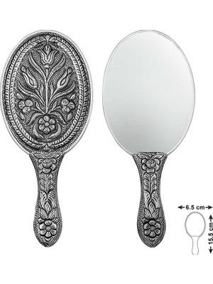 Zemira 925 Ayar Gümüş Lale Motifli El Aynası