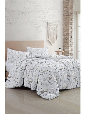 Zemira Monohome Butterfly Flower Çift Kişilik Pamuk Saten Nevresim Takımı, MONOHOME3508