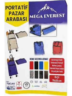 Zemira Aksu Arabasi (Portati̇f Katlanabi̇li̇r) (Tekerlekli̇) (Market Çantasi & Alişveri̇ş Bez Torba) (75X