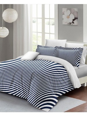 Zemira Monohome Çift Kişilik Pamuk Saten Nevresim Takımı Lines Lacivert 200X220, MONOHOME34030