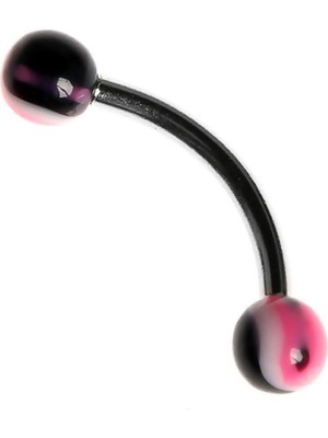 Zemira Rouge Moulin Curved Barbel 316 L Bioplast Piercing TDGR00855, Siyah