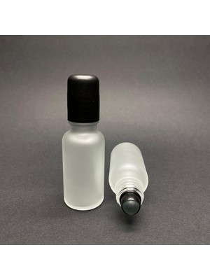 Zemira 20 ml Buzlu Cam Roll On Şişesi, Siyah Kapaklı Cam Esans Şişesi 20 cc x 3 Adet