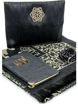 Zemira Ihvan Online Seccade Seti - Şantuk Kaplı Yasin - Seccade - Tesbih (Siyah)