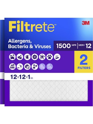 Zemira Filtrete 12X12X1 Hava Filtresi, Mpr 1500, Merv 12, Yaşam Ultra Alerjen 3 Aylık Pileli 1 In