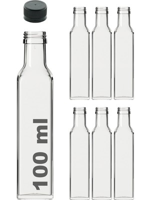 Zemira Afracam Maraska Şeffaf 100 ml Sızdırmaz Kapaklı Boş Cam Şişe 6 Adet